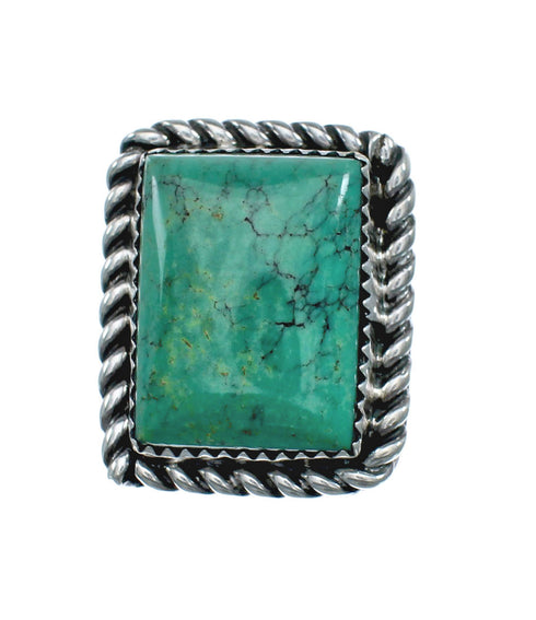 Turquoise Navajo Authentic Twisted Sterling Silver Ring Size 6-1/2 SN20257